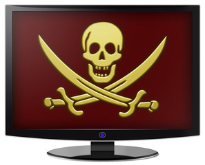 Flatscreen With Pirate's Skull