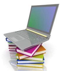 computer and books