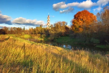 autumnal river near the forest