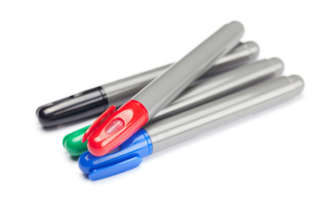 a colorful office markers isolated on white