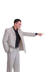 business man pointing at something