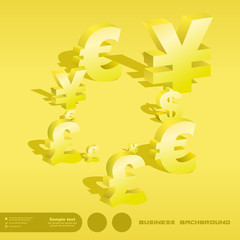 Abstract background with dollar, euro, yen and pound.