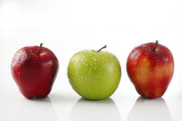 two red and one green apple