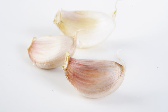 purple garlic on white background