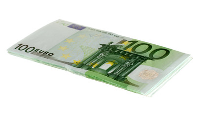 Obraz na płótnie Canvas Stack of one hundred euro bills