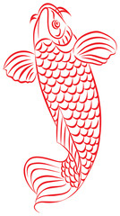 Obraz premium Carp, red fish, Japanese or Chinese style drawing
