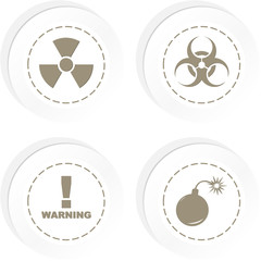 Warning vector label set.