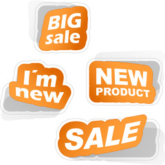 Vector set of sale design elements isolated on white background.