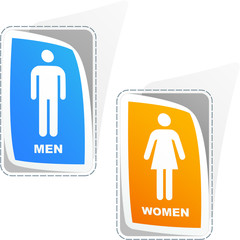 Men and women stickers. Vector illustration.
