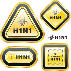 Obraz premium H1N1. Swine flu warning sign collection.