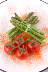 Fresh asparagus and tomatoes