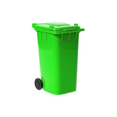 green empty recycling bin