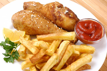 Fried chicken with potato