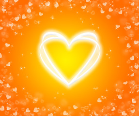 Shone heart on a yellow background.