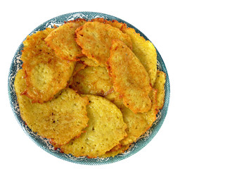 Delicious potato pancakes, isolated on a white background