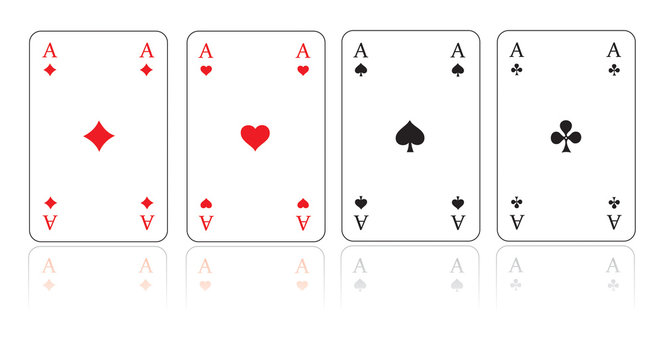 Spielkarten herz, karo, pik, kreuz As