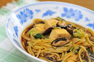 Closeup of vegetarian noodles