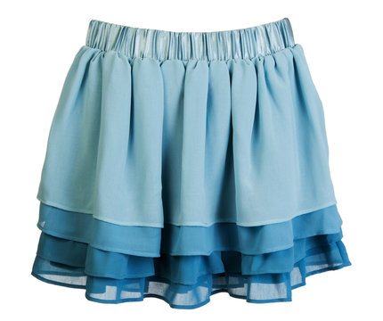 Blue Satin Mini Skirt