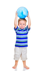 Cute little boy with blue ball