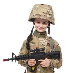 Young soldier with rifle
