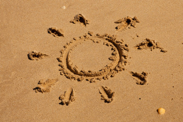Zeichen im Strand im Sand