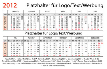Taschenkalender Deutschland 2012