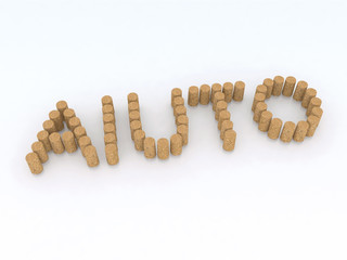 Obraz premium aiuto (help) written with wine cork