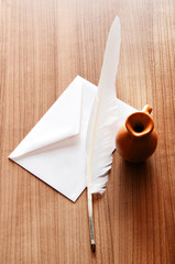 Writing feather on the background