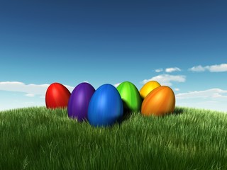 bunte Ostereier auf einer Wiese