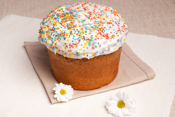 Easter cake and white flowers