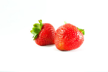 Bright fresh strawberries on a white background. Isolate