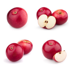 set of red apples isolated on white