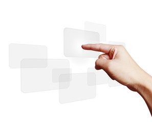hand pushing on a touch screen interface