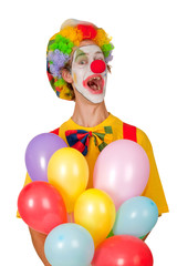 Fototapeta na wymiar Bunter Clown mit Luftballons