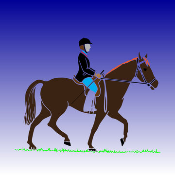 girl riding horse vector illustration