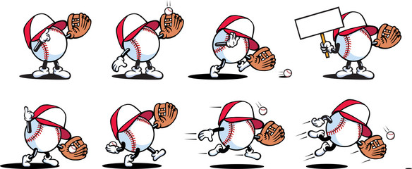 Baseball Characters - obrazy, fototapety, plakaty