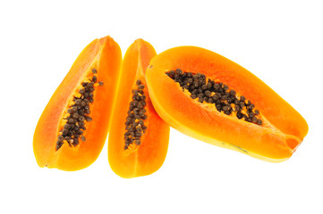 Cut Papaya Showing The Seeds Within