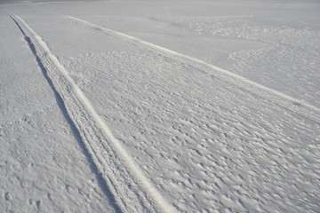 Tire tracks in snow