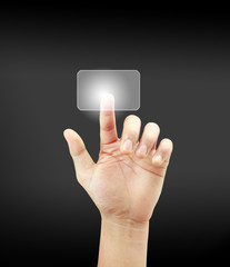 hand pushing on a touch screen interface
