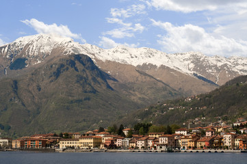 Fototapeta premium View on Gravedona with Alps, Lake Como, Italy, Europe