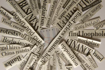 Deurstickers Kranten Close-up van handlijnen van kranten