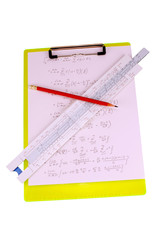 slide rule being used for calculation