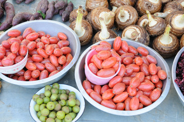 Tomatoes and other vegetables.