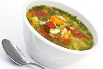 lentil soup with lots of vegetables and chicken
