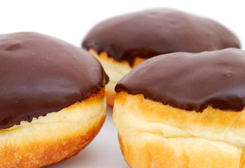 Close-up of chocolate doughnuts
