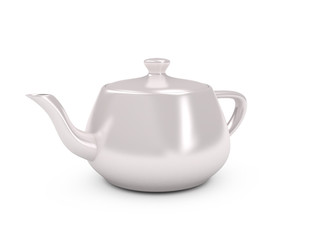 White tea pot over white background