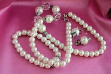 pearls on lily satin