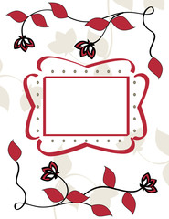 Red Flower Vine Illustration with Decorative Text Frame