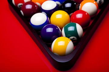 Billiard balls isolate on red
