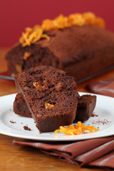 Chocolate cake with candied orange peel